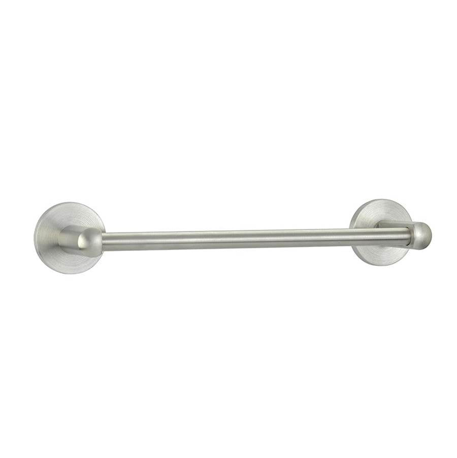 Emtek - Stainless Steel Towel Bar, Disk Rosette, 12'', SS - Brushed Stainless Steel