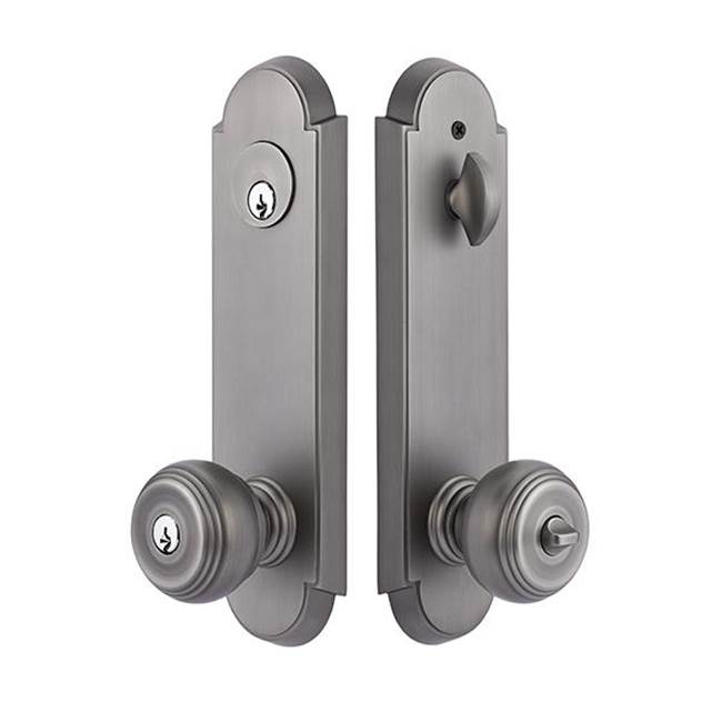 Emtek - 2-PT Lock Key in Knb/Lvr Dummy, Annapolis Plate, Egg Knob, US3NL - Unlacquered Brass