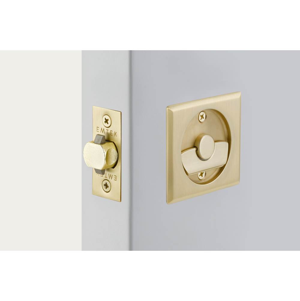 Emtek - Square Tubular Pocket Door Privacy, US4 - Satin Brass