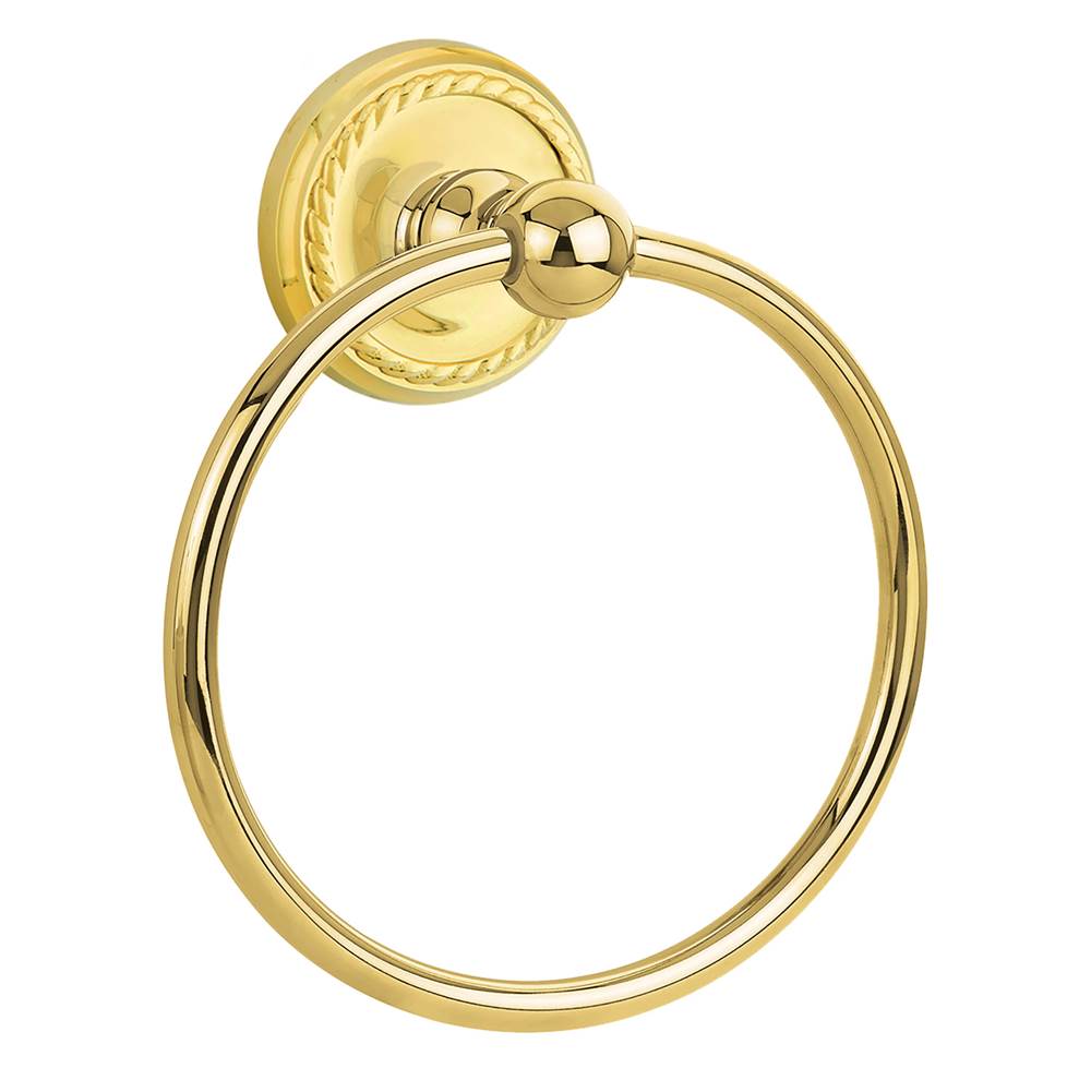 Emtek - Brass TowelRing, Rope Rosette, 6-7/8'', US3 Lifetime - Polished Brass
