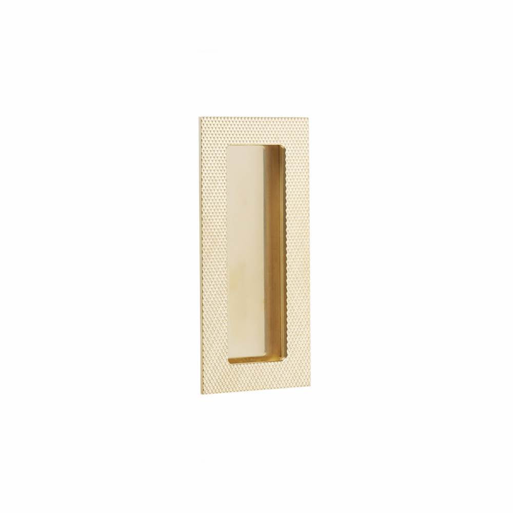 Emtek - Modern Rectangular, 4'' Knurled Flush Pulls with plain pocket, US3 - Polished Brass