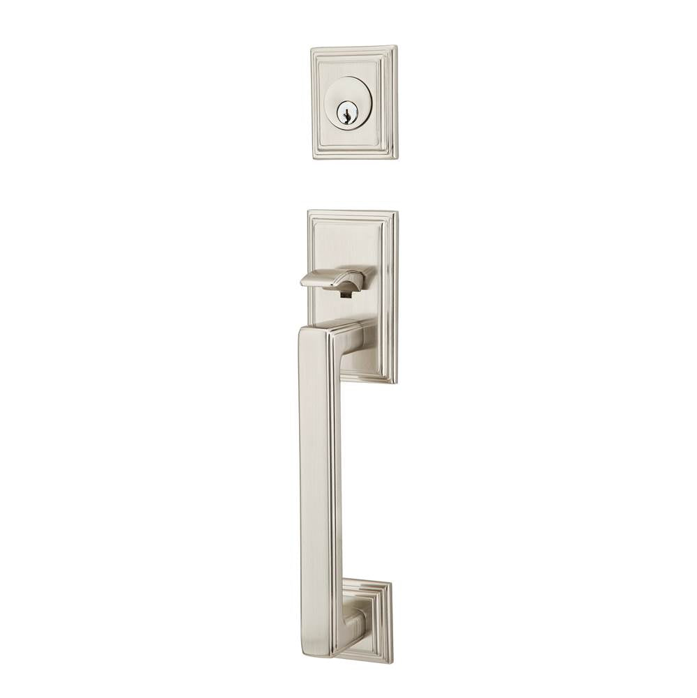 Emtek - Sgl Cyl, Hamden Tub Ent, Arts and Crafts Lever, LH, US15 - Satin Nickel