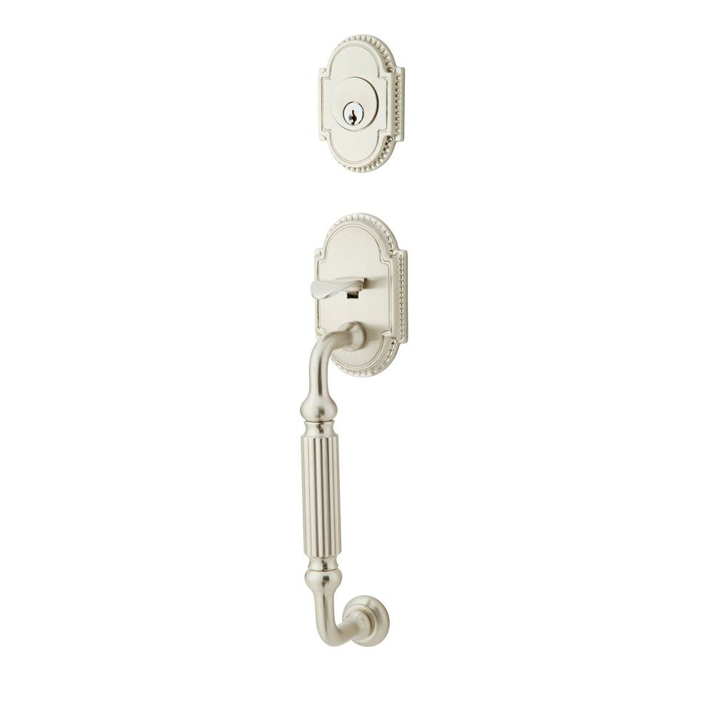 Emtek - Sgl Cyl, Knoxville Tub Ent, Arts and Crafts Lever, LH, US15 - Satin Nickel