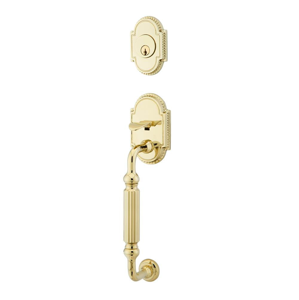 Emtek - Sgl Cyl, Knoxville Tub Ent, Astoria Clear Knob, US3 - Polished Brass