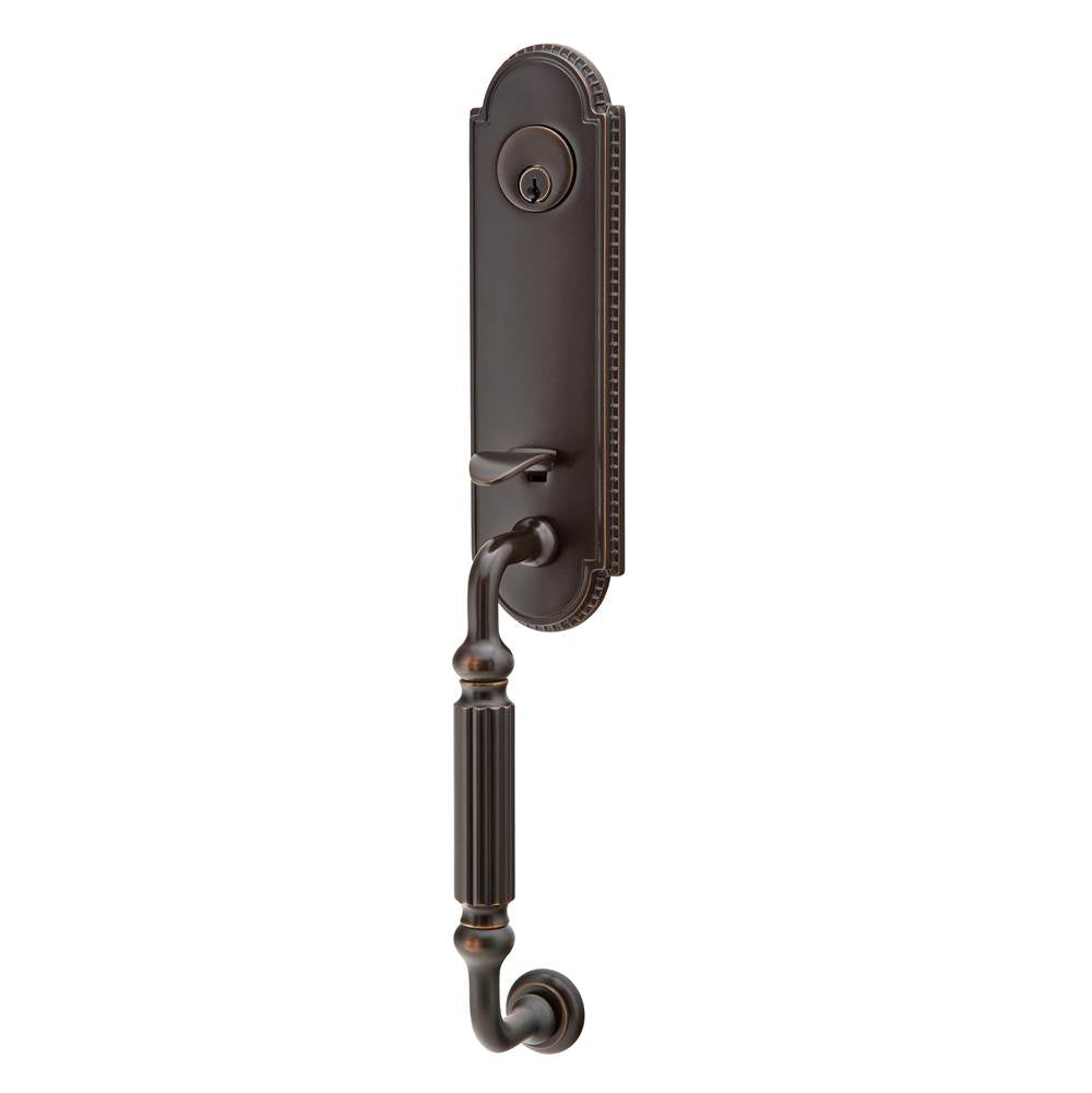 Emtek - Sgl Cyl, Orleans Tub Ent, Arts and Crafts Lever, RH, US10B - Oil Rubbed Bronze