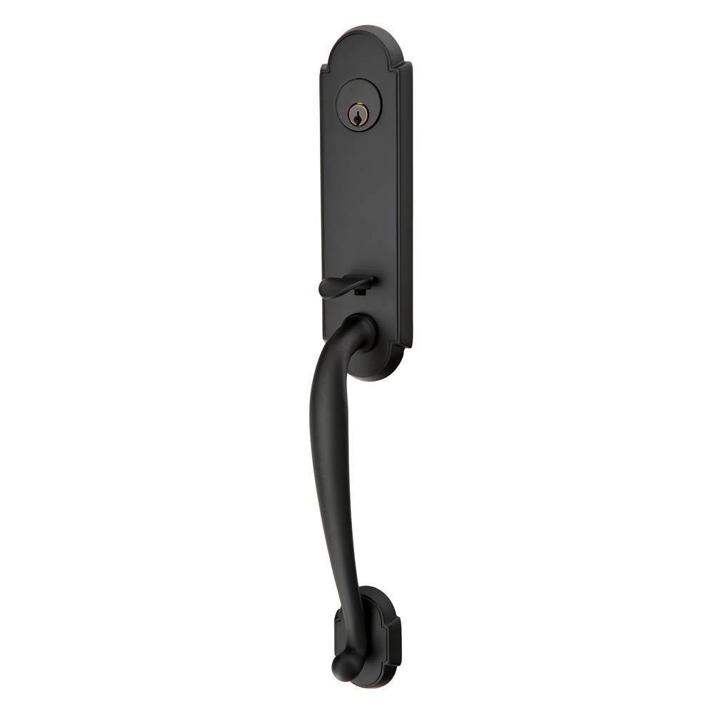 Emtek - Sgl Cyl, Richmond Tub Ent, Arts and Crafts Lever, LH, US19 - Flat Black