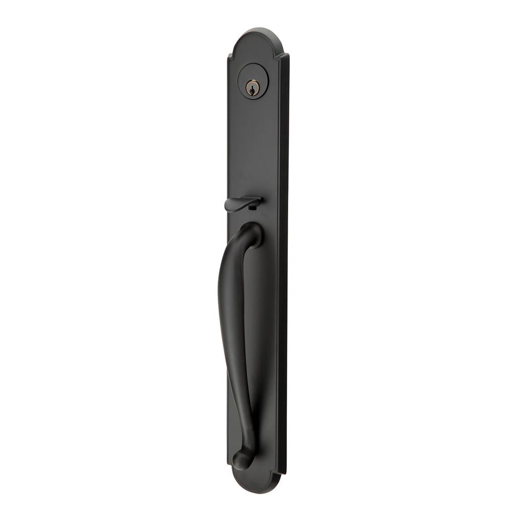 Emtek - Sgl Cyl, Wilmington Tub Ent, Arts and Crafts Lever, LH, US19 - Flat Black