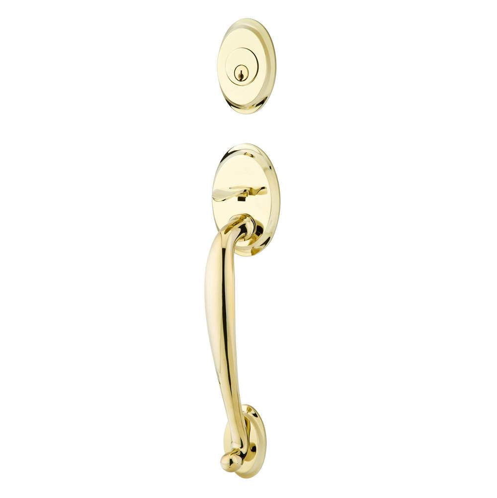 Emtek - Sgl Cyl, Saratoga Tub Ent, Astoria Clear Knob, US3 Lifetime - Polished Brass