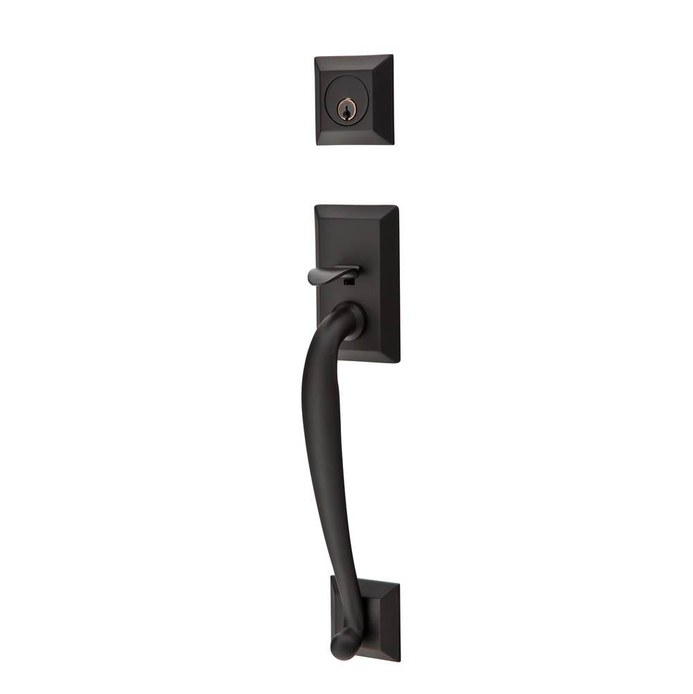Emtek - Sgl Cyl, Franklin Tub Ent, Arts and Crafts Lever, LH, US19 - Flat Black