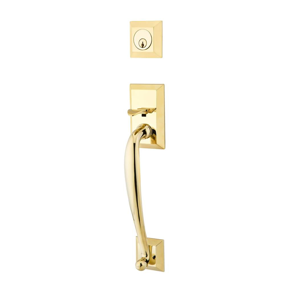Emtek - Sgl Cyl, Franklin Tub Ent, Astoria Clear Knob, US3 Lifetime - Polished Brass
