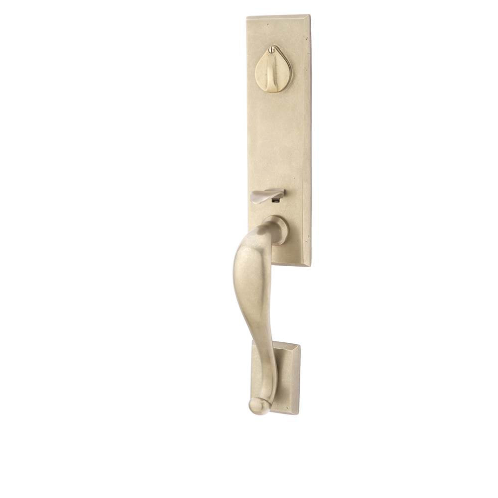 Emtek - Sgl Cyl, Rectangular Monolithic Tub Ent, Aurora Lever, LH, TWB - Tumbled White Bronze