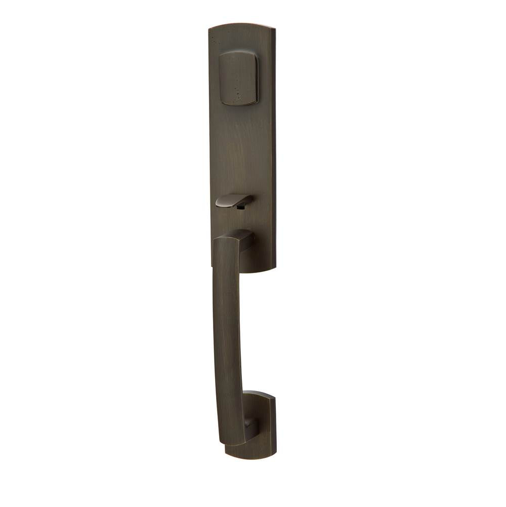Emtek - Sgl Cyl, Logan Tub Ent, Aurora Lever, LH, MB - Medium Bronze Patina