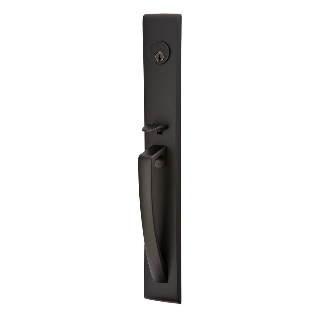 Emtek - Sgl Cyl, Orion Tub Ent, Argos Lever, LH, US19 - Flat Black