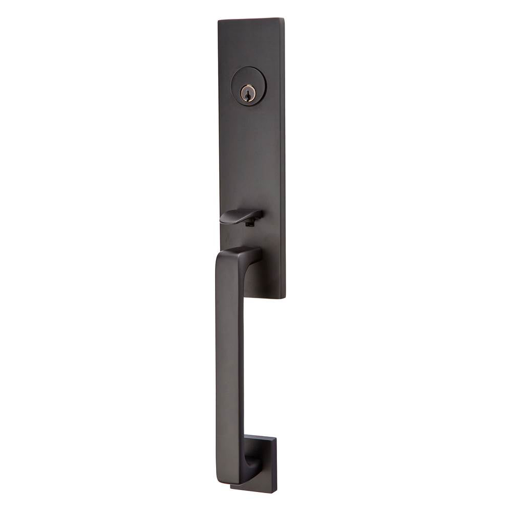 Emtek - Sgl Cyl, Davos Tub Ent, Argos Lever, LH, US19 - Flat Black