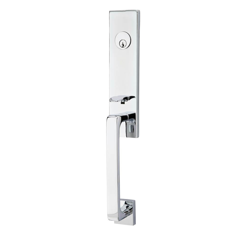 Emtek - Sgl Cyl, Davos Tub Ent, Argos Lever, LH, US26 - Polished Chrome