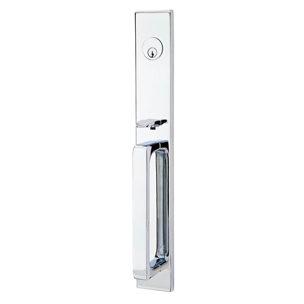 Emtek - Sgl Cyl, Lausanne Tub Ent, Argos Lever, LH, US26 - Polished Chrome
