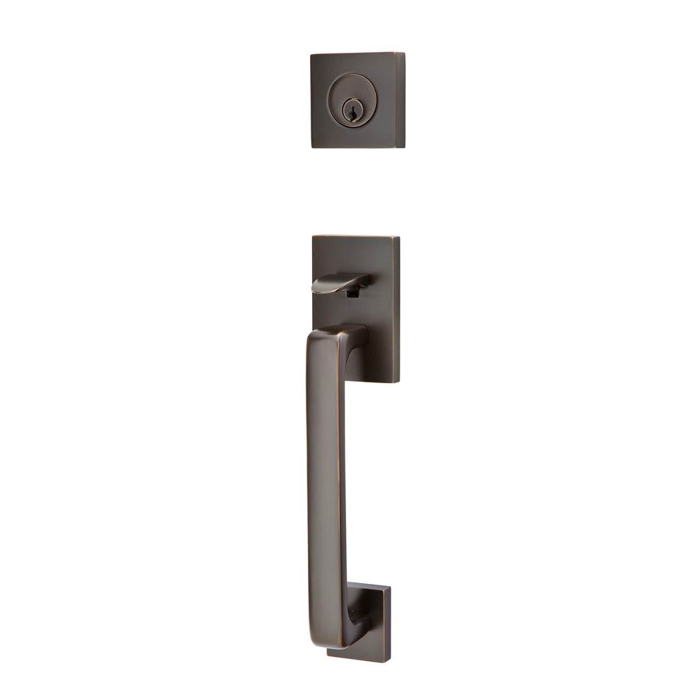 Emtek - Sgl Cyl, Baden Tub Ent, Argos Lever, LH, US10B - Oil Rubbed Bronze