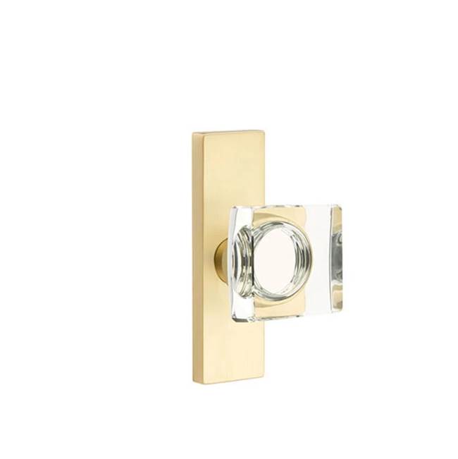 Emtek - Dummy, Single Sided, Stretto 1.5x5, Modern Square Crystal Knob, US4 - Satin Brass