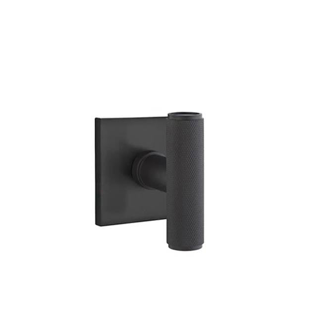 Emtek - Concealed, Privacy, Square Rosette, The Ace Knurled Knob, US19 - Flat Black
