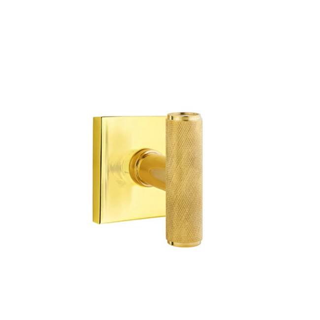 Emtek - Concealed, Privacy, Square Rosette, The Ace Knurled Knob, US3NL - Unlacquered Brass