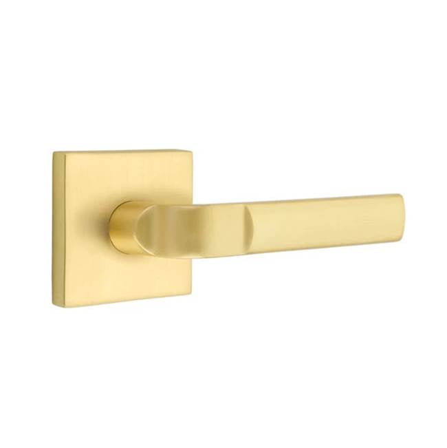 Emtek - Concealed, Privacy, Square Rosette, Aston Lever, US4 - Satin Brass