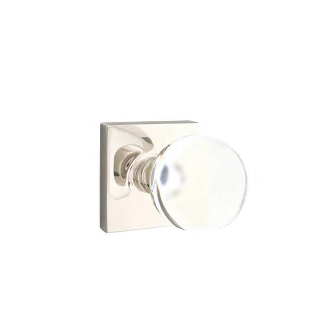 Emtek - Concealed, Privacy, Square Rosette, Bristol Knob, US14 - Polished Nickel
