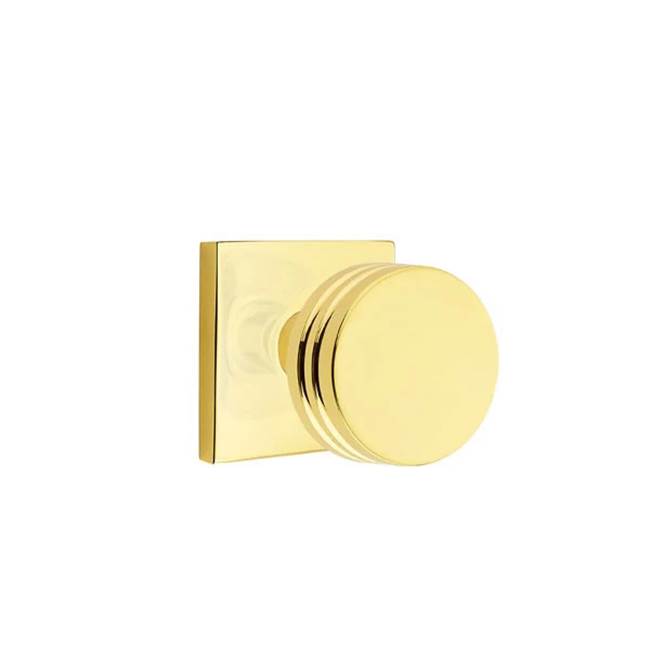 Emtek - Concealed Fastener, Passage, Square Rosette, Bern Knob, US3NL - Unlacquered Brass