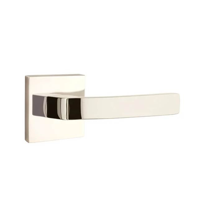 Emtek - Passage, Square Rosette, Breslin Lever, RH, US14 - Polished Nickel