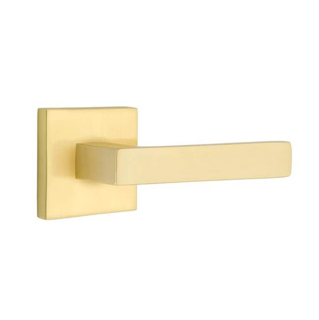 Emtek - Privacy, Square Rosette, Dumont Lever, RH, US4 - Satin Brass