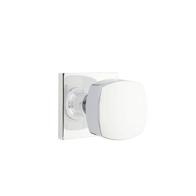 Emtek - Concealed Fastener, Privacy, Square Rosette, Freestone Square Knob, US26 - Polished Chrome