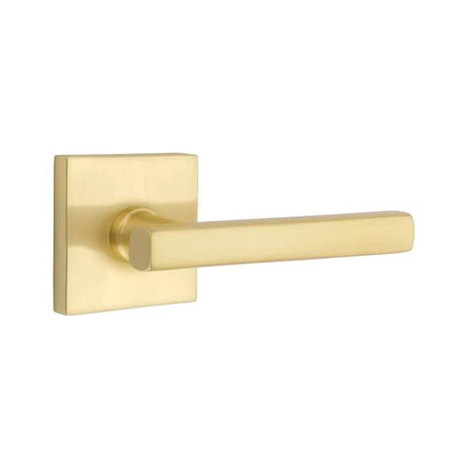 Emtek - Passage, Square Rosette, Freestone Lever, LH, US4 - Satin Brass