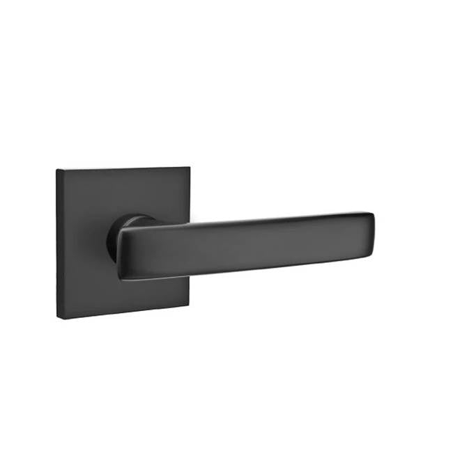 Emtek - Passage, Square Rosette, Geneva Lever, RH, US19 - Flat Black