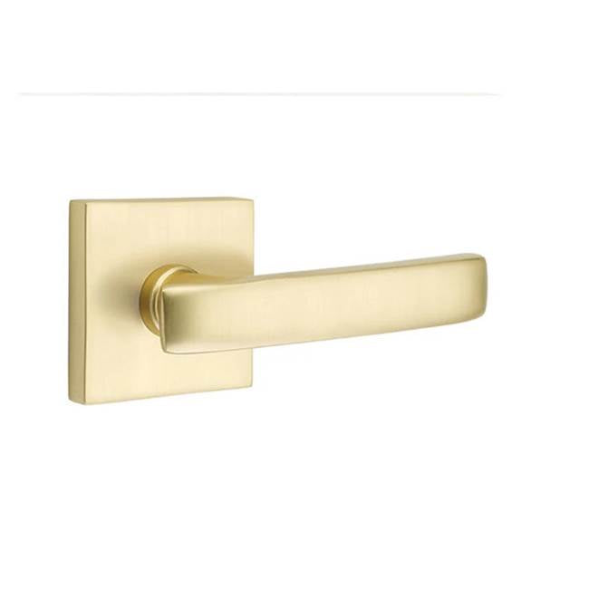Emtek - Passage, Square Rosette, Geneva Lever, LH, US4 - Satin Brass