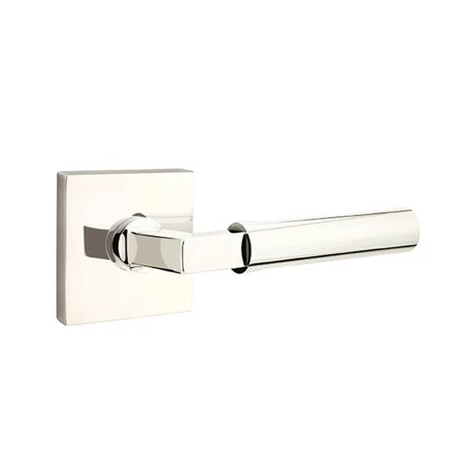 Emtek - Passage, Square Rosette, Hercules Lever, LH, US14 - Polished Nickel