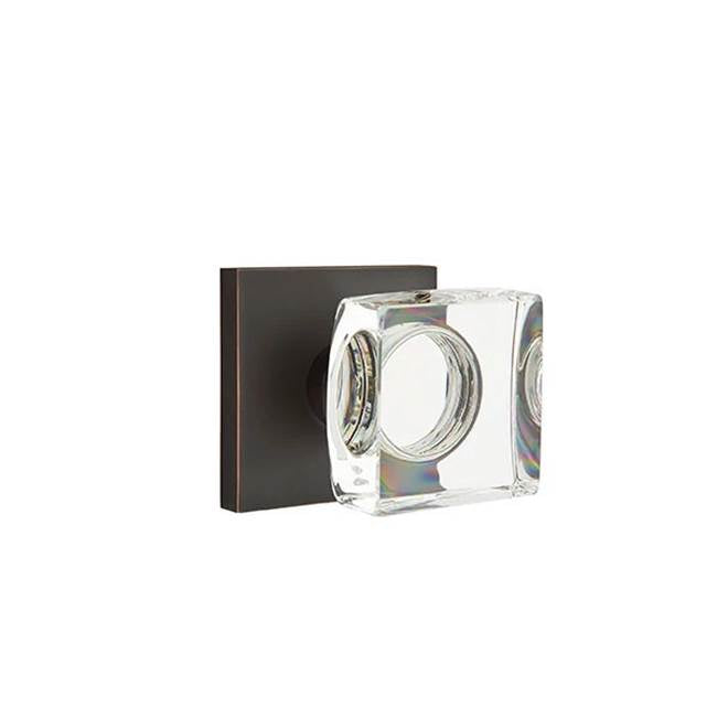 Emtek - Passage, Square Rosette, Modern Square Crystal Knob, US10B - Oil Rubbed Bronze