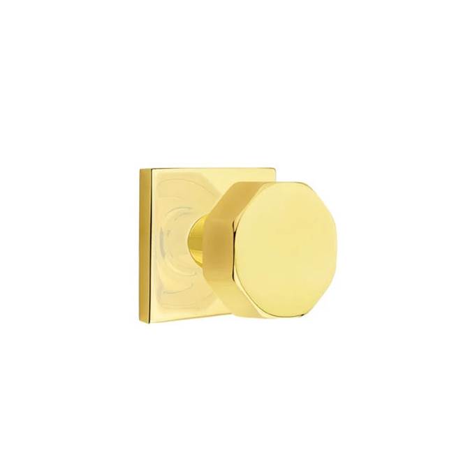 Emtek - Privacy, Square Rosette, Octagon Knob, US3NL - Unlacquered Brass