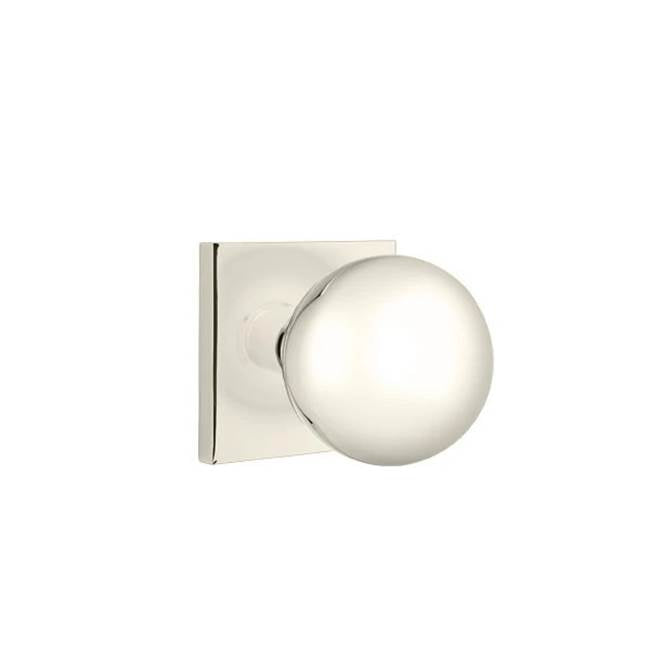 Emtek - Concealed, Passage, Square Rosette, Orb Knob, US14 - Polished Nickel