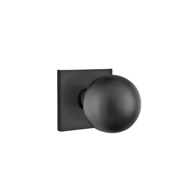 Emtek - Concealed, Passage, Square Rosette, Orb Knob, US19 - Flat Black