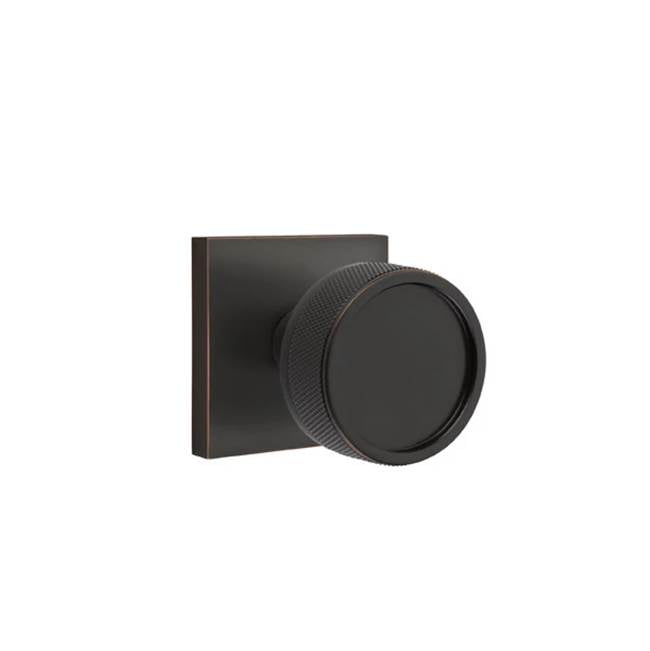 Emtek - Privacy, Square Rosette US10B, Conical Stem US10B, Knurled Knob US10B - Oil Rubbed Bronze