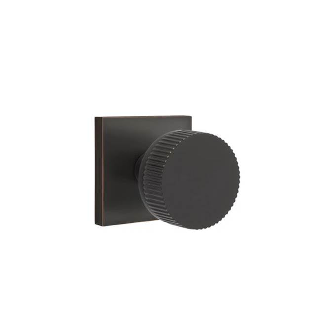 Emtek - Privacy, Square Rosette US10B, Conical Stem US10B, Straight Knurled Knob US10B - Oil Rubbed Bronze