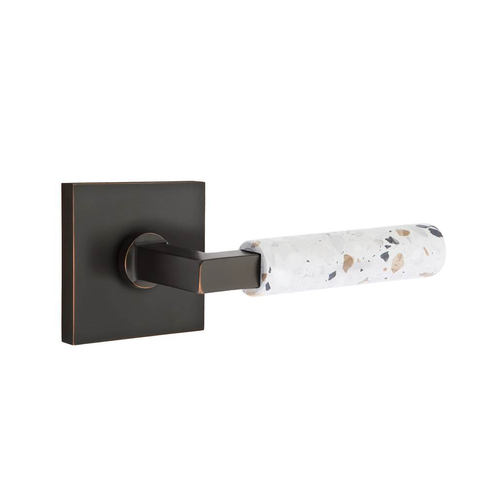 Emtek - Select Dummy, Square Rosette US10B, L-Square Stem US10B, Light Terrazzo Handle - Oil Rubbed Bronze