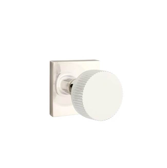 Emtek - Passage, Square Rosette US14, Conical Stem US14, Straight Knurled Knob US14 - Polished Nickel