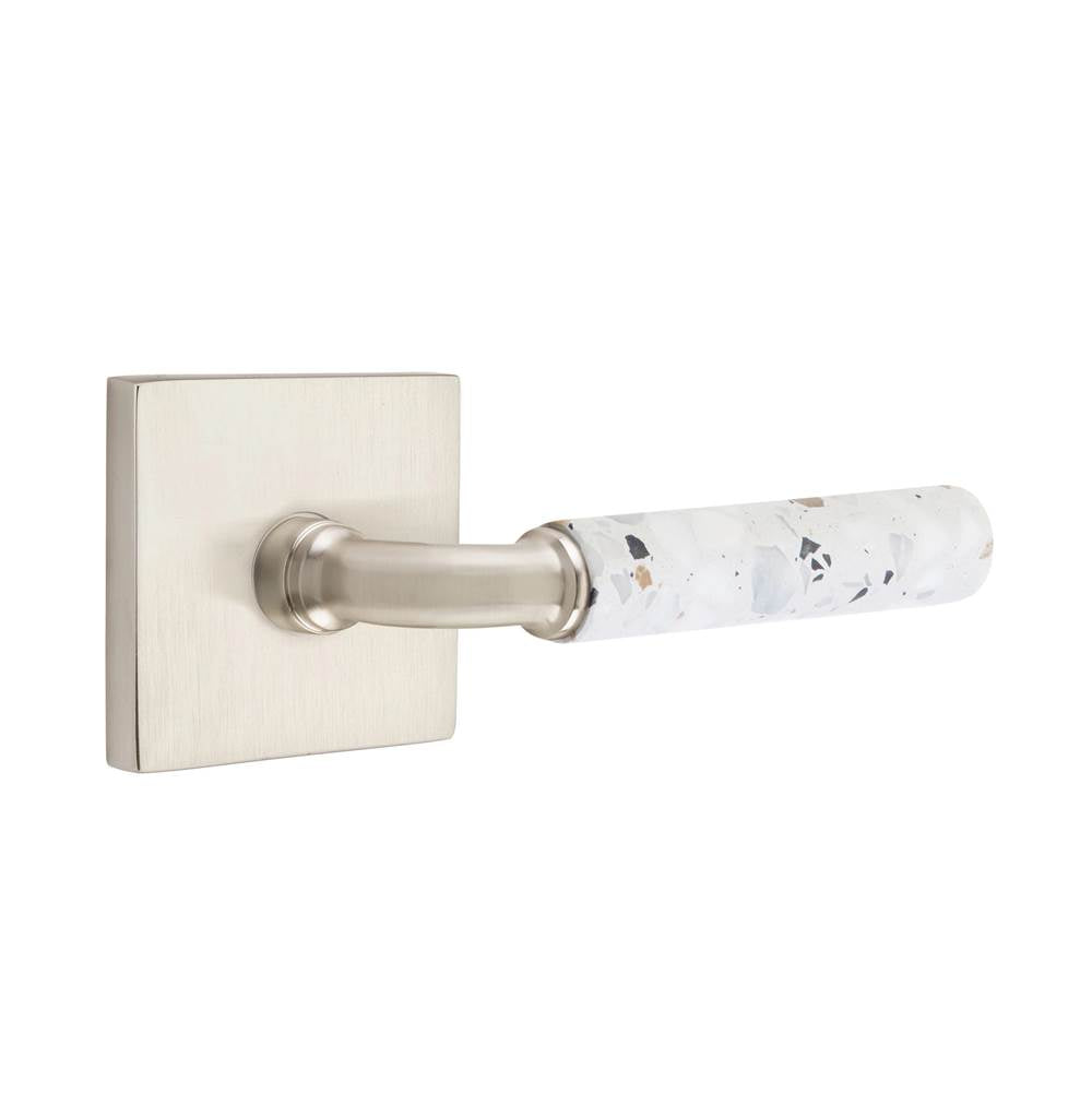 Emtek - Select Passage, Square Rosette US15, R-Bar Stem US15, Light Terrazzo Handle, RH - Satin Nickel