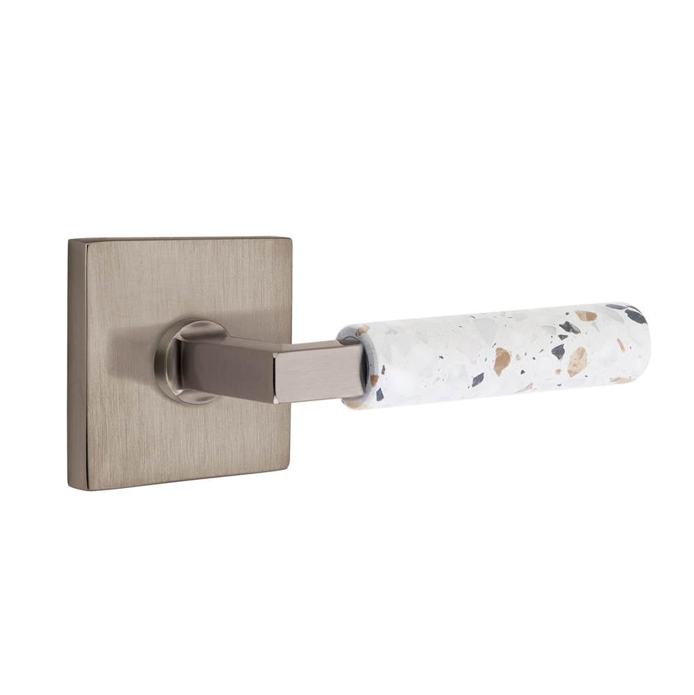 Emtek - Select Passage, Square Rosette US15A, L-Square Stem US15A, Light Terrazzo Handle, RH - Pewter