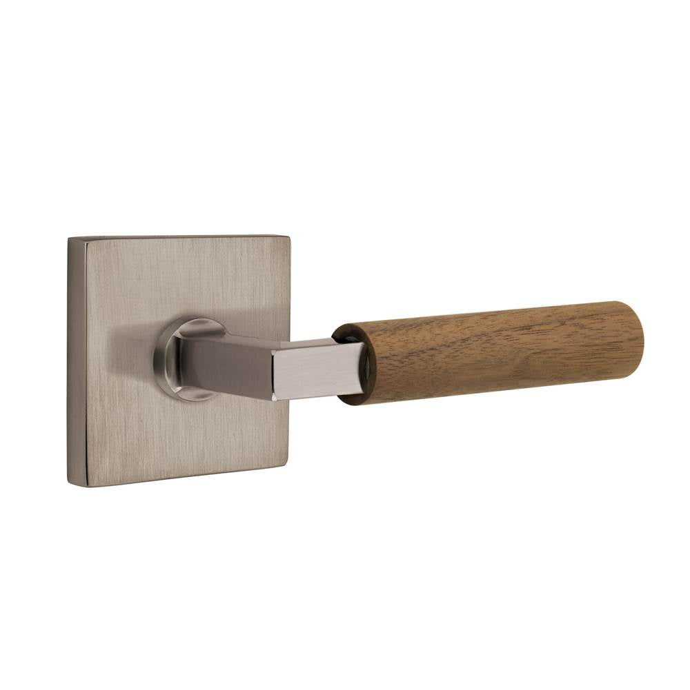 Emtek - Select Passage, Square Rosette US15A, L-Square Stem US15A, Dark Walnut Handle, RH - Pewter