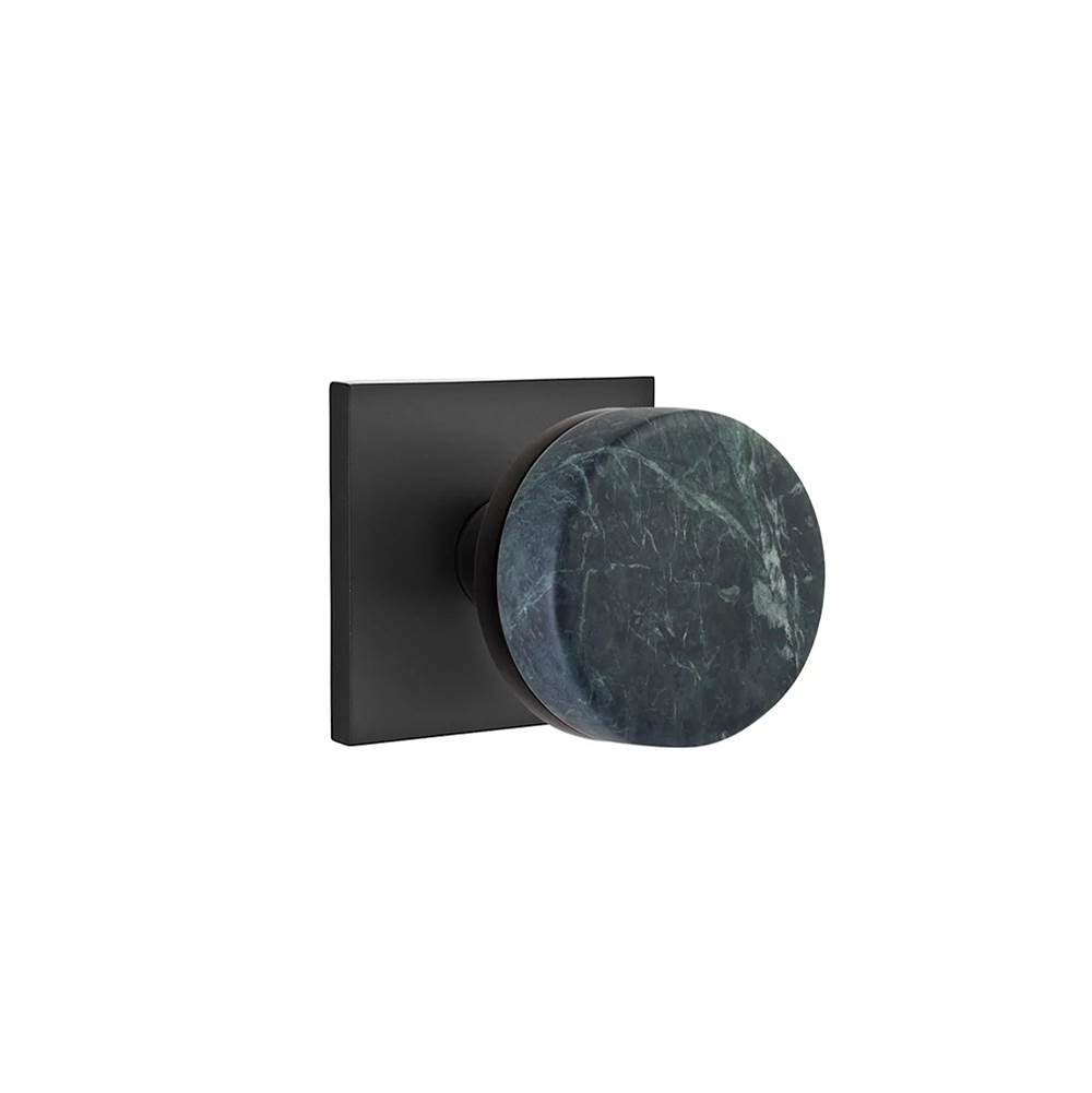 Emtek - Select Dummy, Square Rosette US19, Conical Stem US19, Green Marble Knob - Flat Black