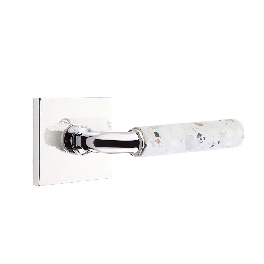 Emtek - Select Passage, Square Rosette US26, R-Bar Stem US26, Light Terrazzo Handle, LH - Polished Chrome
