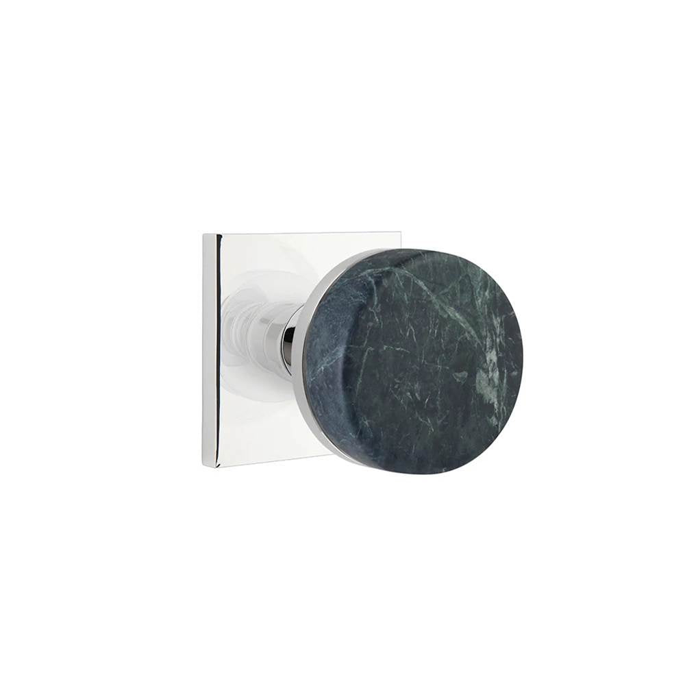 Emtek - Select Dummy, Square Rosette US26, Conical Stem US26, Green Marble Knob - Polished Chrome