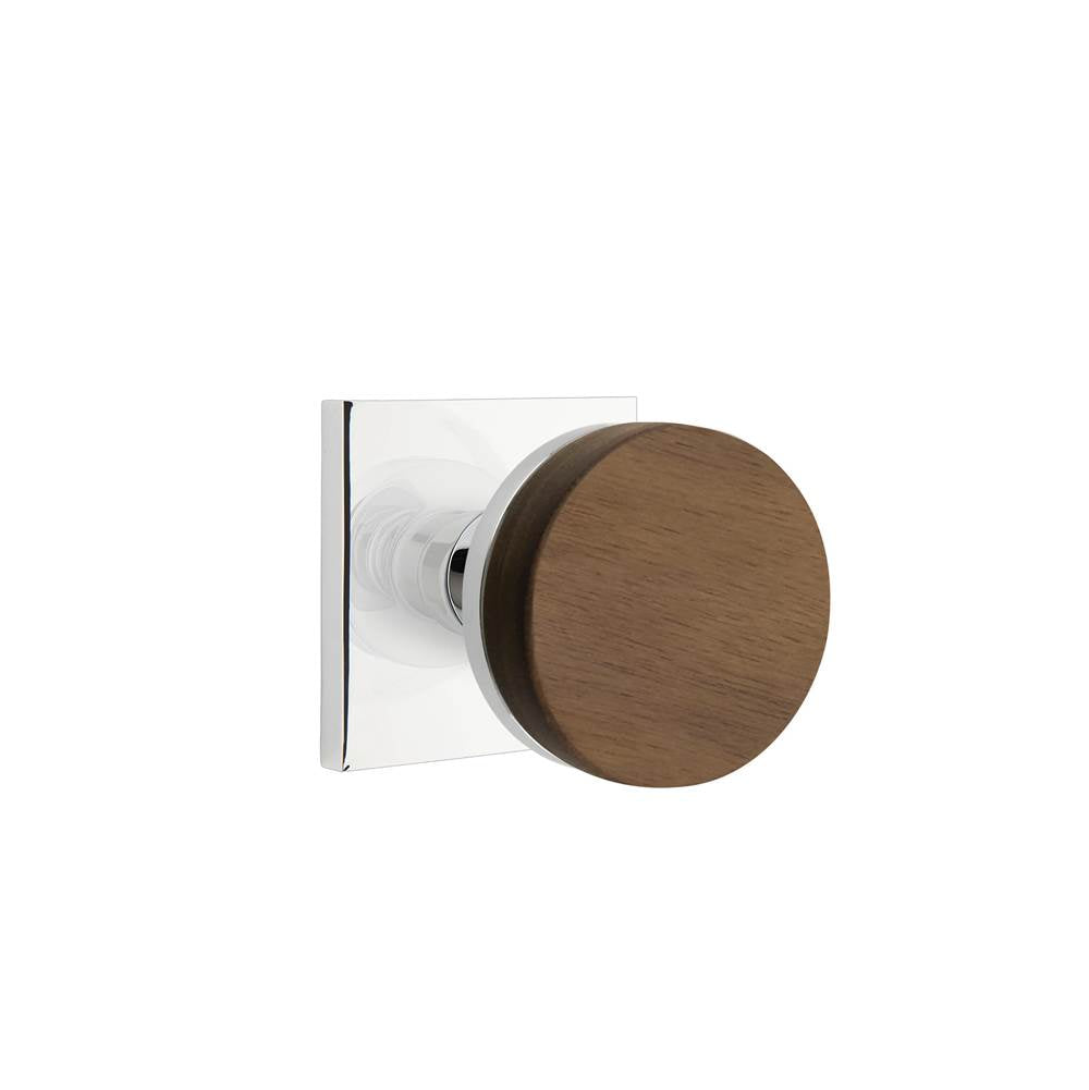 Emtek - Select Dummy, Square Rosette US26, Conical Stem US26, Dark Walnut Knob - Polished Chrome