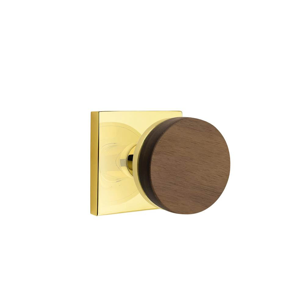 Emtek - Select Dummy, Square Rosette US3NL, Conical Stem US3NL, Dark Walnut Knob - Unlacquered Brass